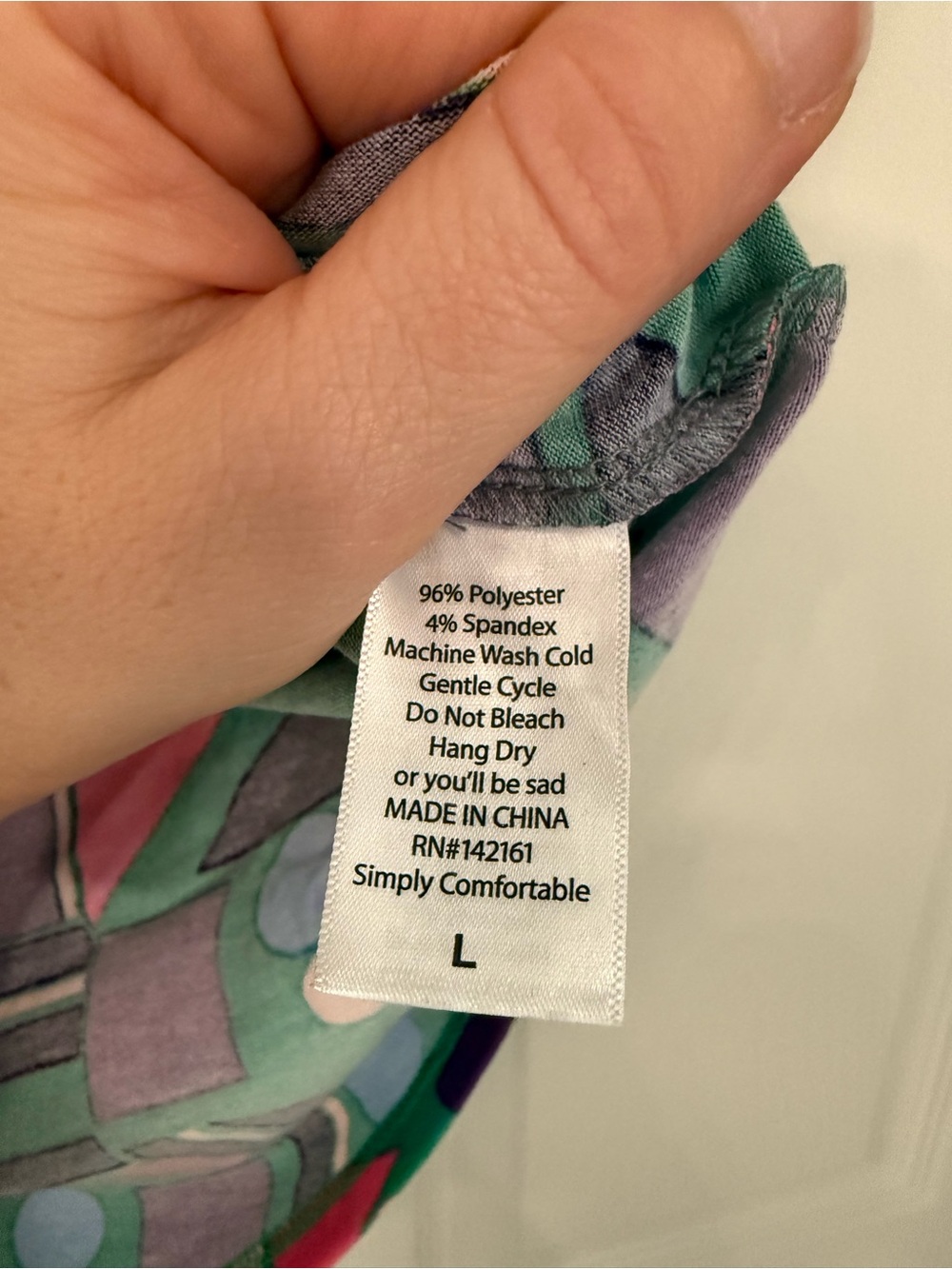 LuLaRoe Randy Geometric Green & Pink Patterned Raglan Tee - Picture 3 of 3